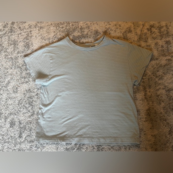 Vince striped short sleeve crewneck tee light blue size: small - Picture 3 of 4